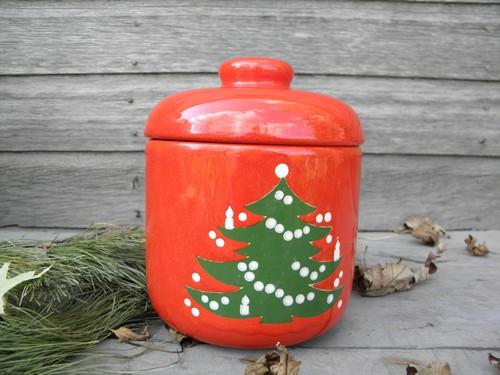 photo of Christmas Tree pattern Waechtersbach pottery, canister / cookie jar #1