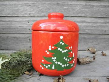 catalog photo of Christmas Tree pattern Waechtersbach pottery, canister / cookie jar