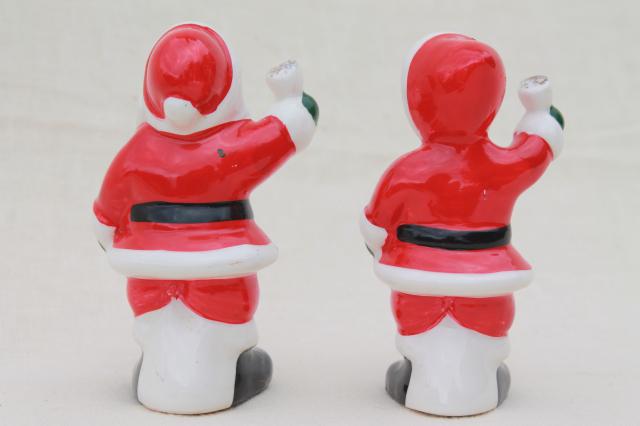 photo of Christmas bell ringers Santa & Mrs. Claus S&P, vintage Napco Japan salt & pepper shakers #4