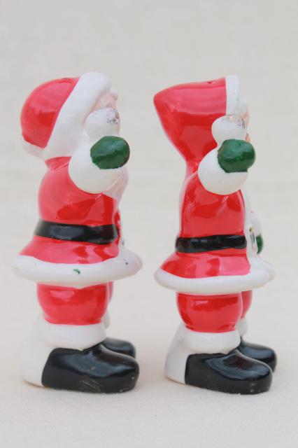 photo of Christmas bell ringers Santa & Mrs. Claus S&P, vintage Napco Japan salt & pepper shakers #5