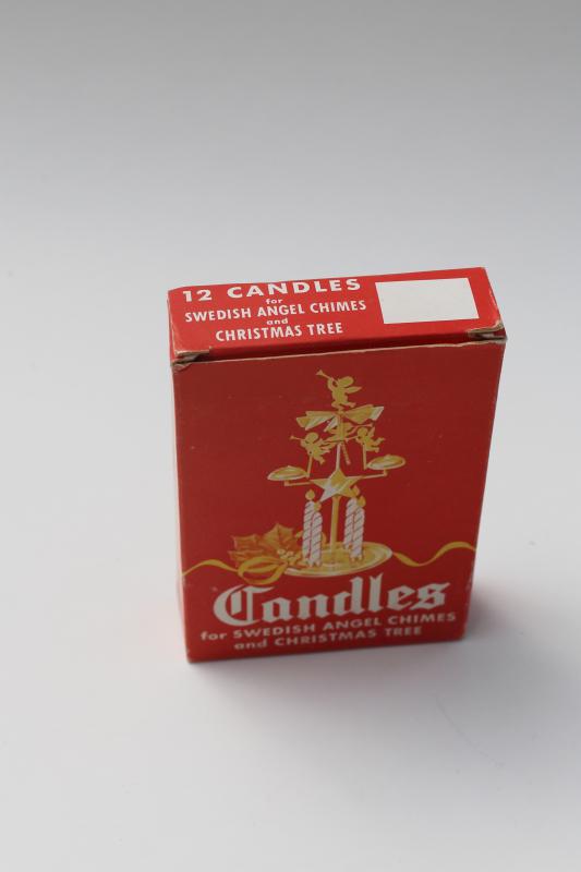 photo of Christmas candles w/ box for Swedish angel chimes, vintage holiday decor #1