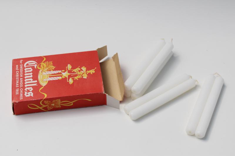 photo of Christmas candles w/ box for Swedish angel chimes, vintage holiday decor #3