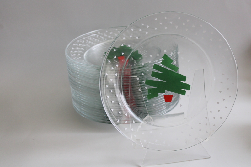 photo of Christmas confetti Arcoroc glass salad or dessert plates new old stock 1980s vintage #1