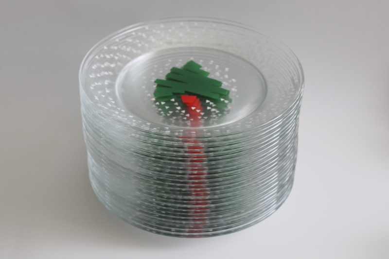 photo of Christmas confetti Arcoroc glass salad or dessert plates new old stock 1980s vintage  #4