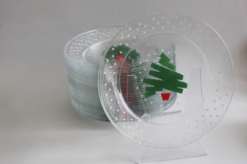 catalog photo of Christmas confetti Arcoroc glass salad or dessert plates new old stock 1980s vintage 