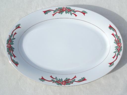 photo of Christmas dishes fine china Poinsettia & Ribbons serving bowls & platter #2