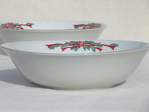 photo of Christmas dishes fine china Poinsettia & Ribbons serving bowls & platter #3