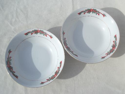 photo of Christmas dishes fine china Poinsettia & Ribbons serving bowls & platter #4