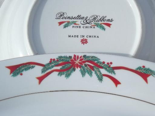 photo of Christmas dishes fine china Poinsettia & Ribbons serving bowls & platter #6