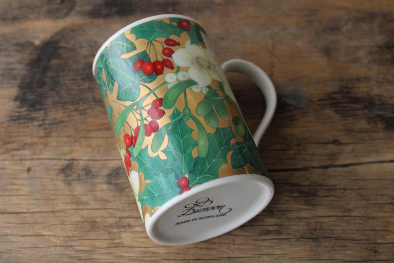 photo of Christmas flowers mug, mistletoe noel Dunoon label china made in Scotland #2