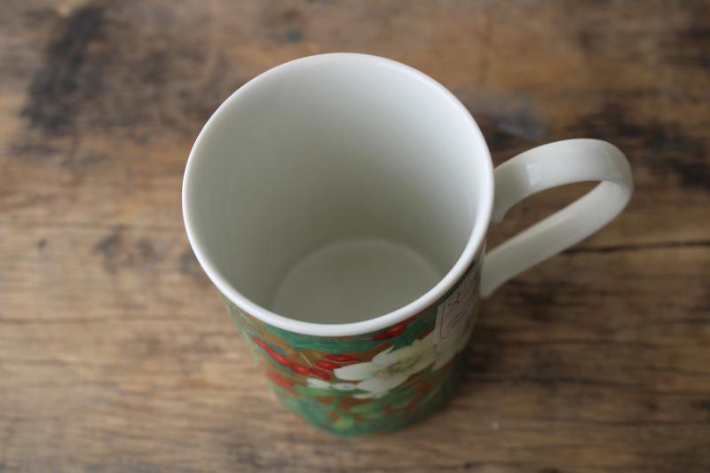 photo of Christmas flowers mug, mistletoe noel Dunoon label china made in Scotland #3