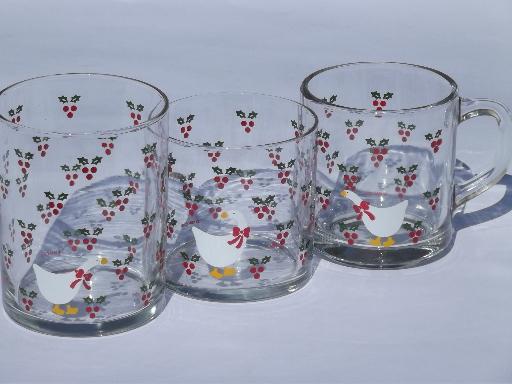 photo of Christmas holly and goose glass mugs, old-fashioned glasses, tall tumblers #2