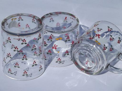 photo of Christmas holly and goose glass mugs, old-fashioned glasses, tall tumblers #3