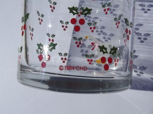 photo of Christmas holly and goose glass mugs, old-fashioned glasses, tall tumblers #4