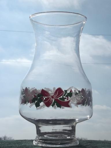 photo of Christmas holly glass hurricane shade for kerosene oil lamp #1