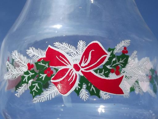 photo of Christmas holly glass hurricane shade for kerosene oil lamp #3