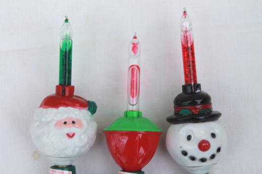 photo of Christmas night light set w/ retro bubble lights, plastic Santa & snowman decorations #2