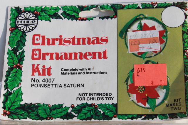 photo of Christmas ornaments kits, sealed packages satin balls, felt shapes w/ beaded sequins #5