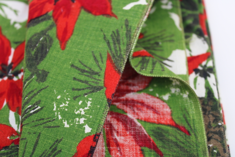 photo of Christmas poinsettias mod vintage print cotton fabric 1950s 60s holiday party tablecloth #2