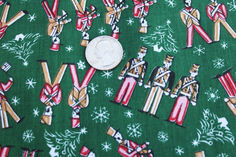 photo of Christmas print quilting weight cotton fabric, parade of the wooden soldiers on green #2