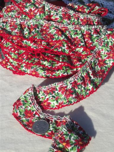 photo of Christmas sewing trim lot, eyelet & plaid ruffle edgings & red & green lace  #4