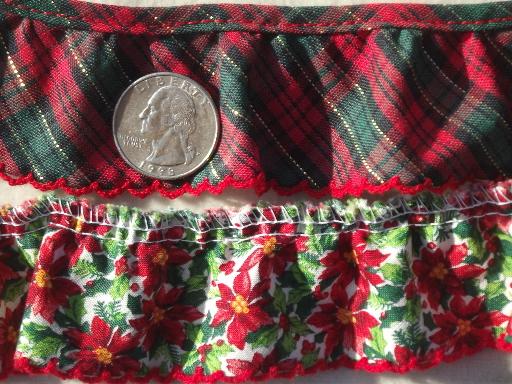 photo of Christmas sewing trim lot, eyelet & plaid ruffle edgings & red & green lace  #6