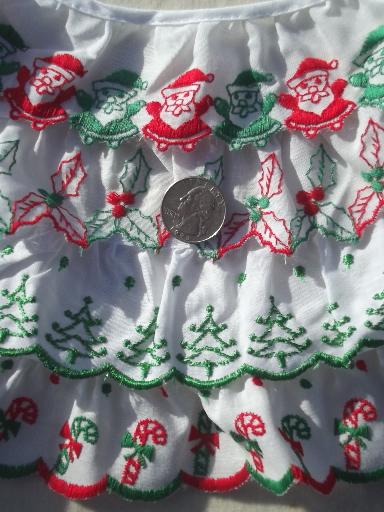 photo of Christmas sewing trim lot, eyelet & plaid ruffle edgings & red & green lace  #8