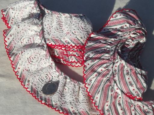 photo of Christmas sewing trim lot, eyelet & plaid ruffle edgings & red & green lace  #10