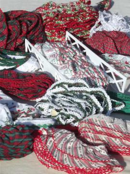 catalog photo of Christmas sewing trim lot, eyelet & plaid ruffle edgings & red & green lace 