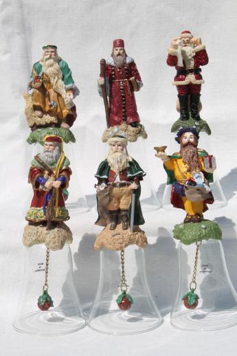 photo of Christmas thru the Ages Santas collectible glass bells w/ Santa Claus figures #1