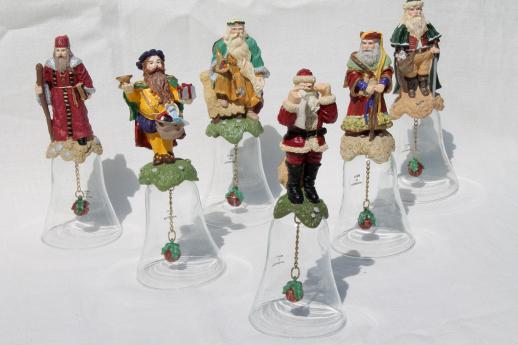 photo of Christmas thru the Ages Santas collectible glass bells w/ Santa Claus figures #5