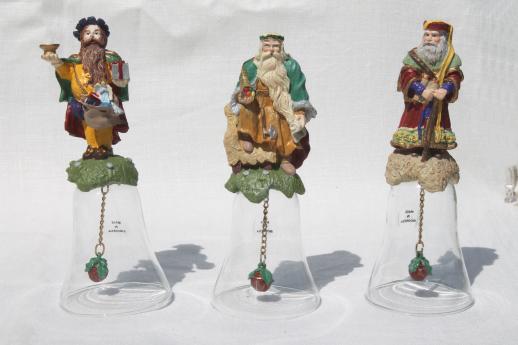 photo of Christmas thru the Ages Santas collectible glass bells w/ Santa Claus figures #6