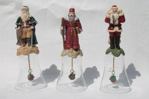 photo of Christmas thru the Ages Santas collectible glass bells w/ Santa Claus figures #11