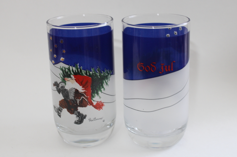 photo of Christmas tomten gnome Paul Bonner drinking glasses vintage 1998 God Jul  #1