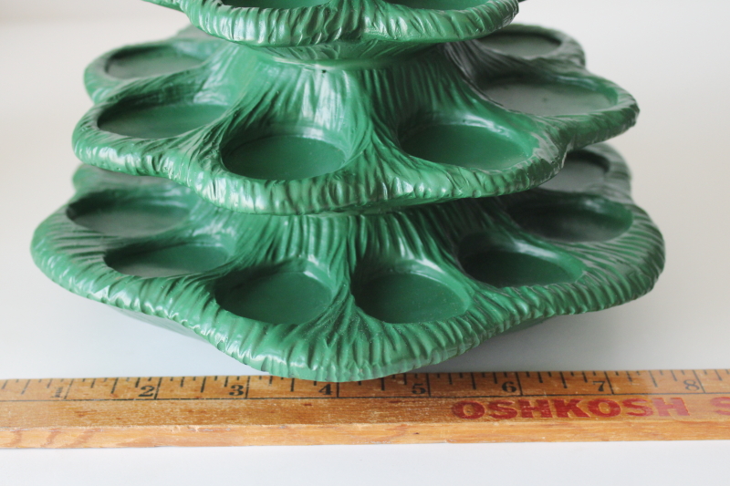 photo of Christmas tree deviled egg server tiered stand, green resin plastic modern vintage style  #4