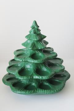 Christmas tree deviled egg server tiered stand, green resin plastic modern vintage style 
