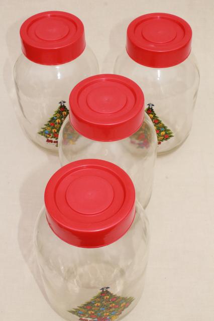 photo of Christmas tree holiday kitchen canister set, Carlton glass gallon jar canisters #3