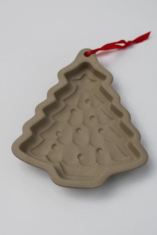 photo of Christmas tree vintage stoneware cookie mold, for holiday crafts or cookies #1