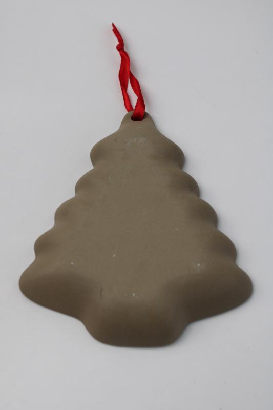 photo of Christmas tree vintage stoneware cookie mold, for holiday crafts or cookies #2