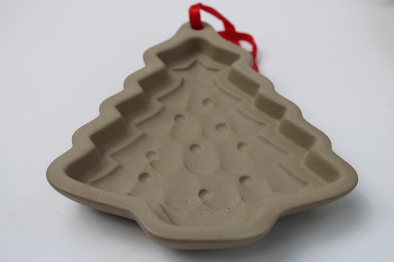 photo of Christmas tree vintage stoneware cookie mold, for holiday crafts or cookies #3