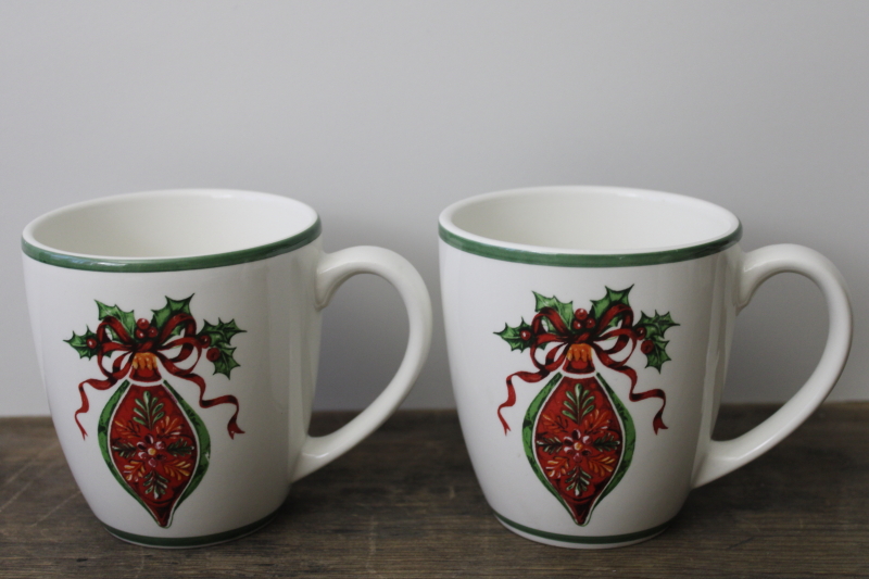 photo of Christopher Radko Christmas Traditions ceramic mugs Holiday Celebrations ornaments pattern #1