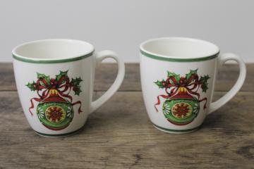 catalog photo of Christopher Radko Christmas Traditions ceramic mugs Holiday Celebrations ornaments pattern