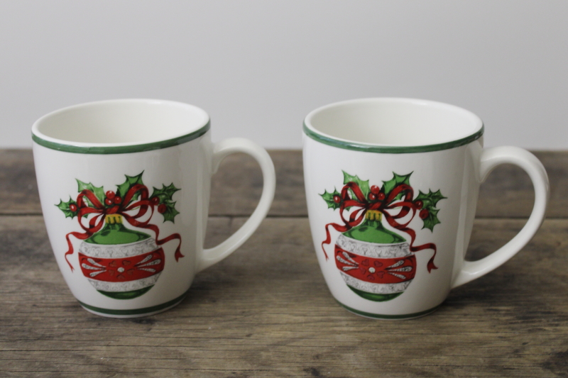 photo of Christopher Radko Christmas Traditions ceramic mugs Holiday Celebrations ornaments pattern #1