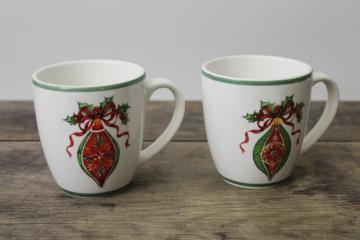 catalog photo of Christopher Radko Christmas Traditions ceramic mugs Holiday Celebrations ornaments pattern