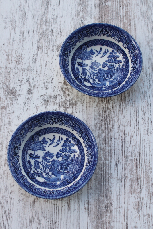 photo of Churchill England blue willow pattern china cereal bowls, never used  #1