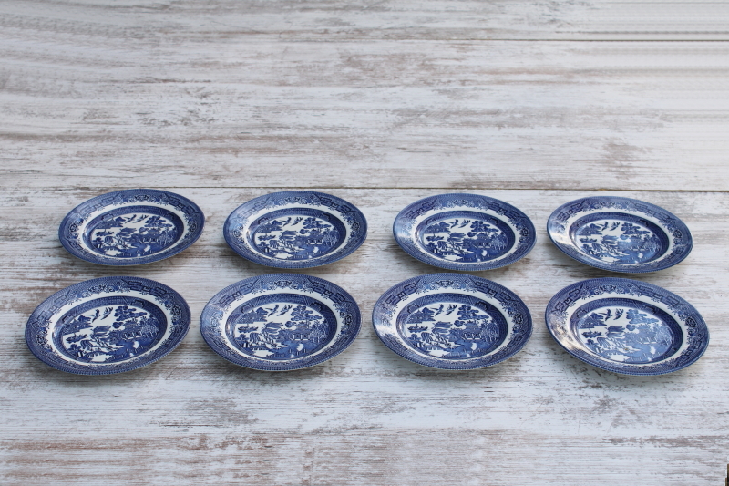 photo of Churchill England blue willow pattern china salad plates set of 8, never used  #1