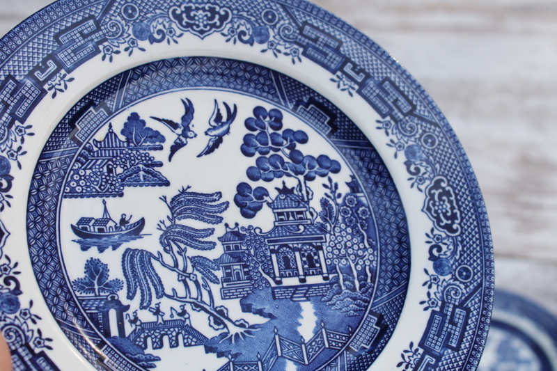 photo of Churchill England blue willow pattern china salad plates set of 8, never used  #2