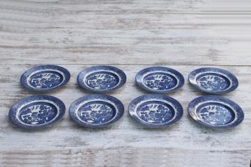 catalog photo of Churchill England blue willow pattern china salad plates set of 8, never used 