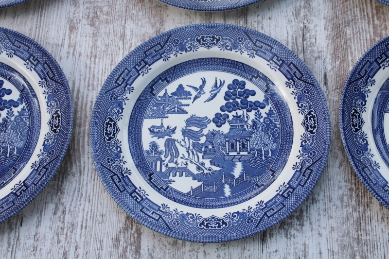 photo of Churchill England blue willow pattern china, set of 6 dinner plates  #2