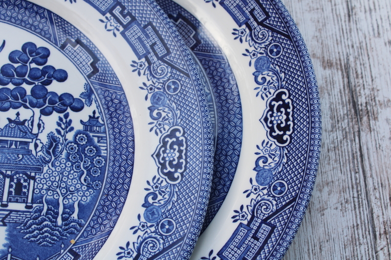 photo of Churchill England blue willow pattern china, set of 6 dinner plates  #3